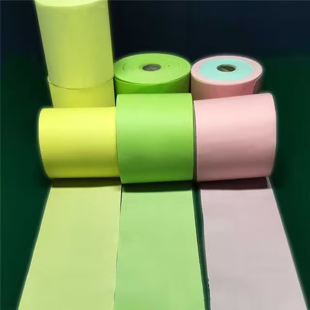 Unfolding status of toilet paper soap rolls with different colors